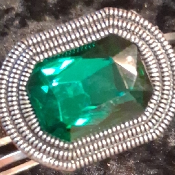 Vintage Silver and Green Art Deco Bracelet - Picture 1 of 5